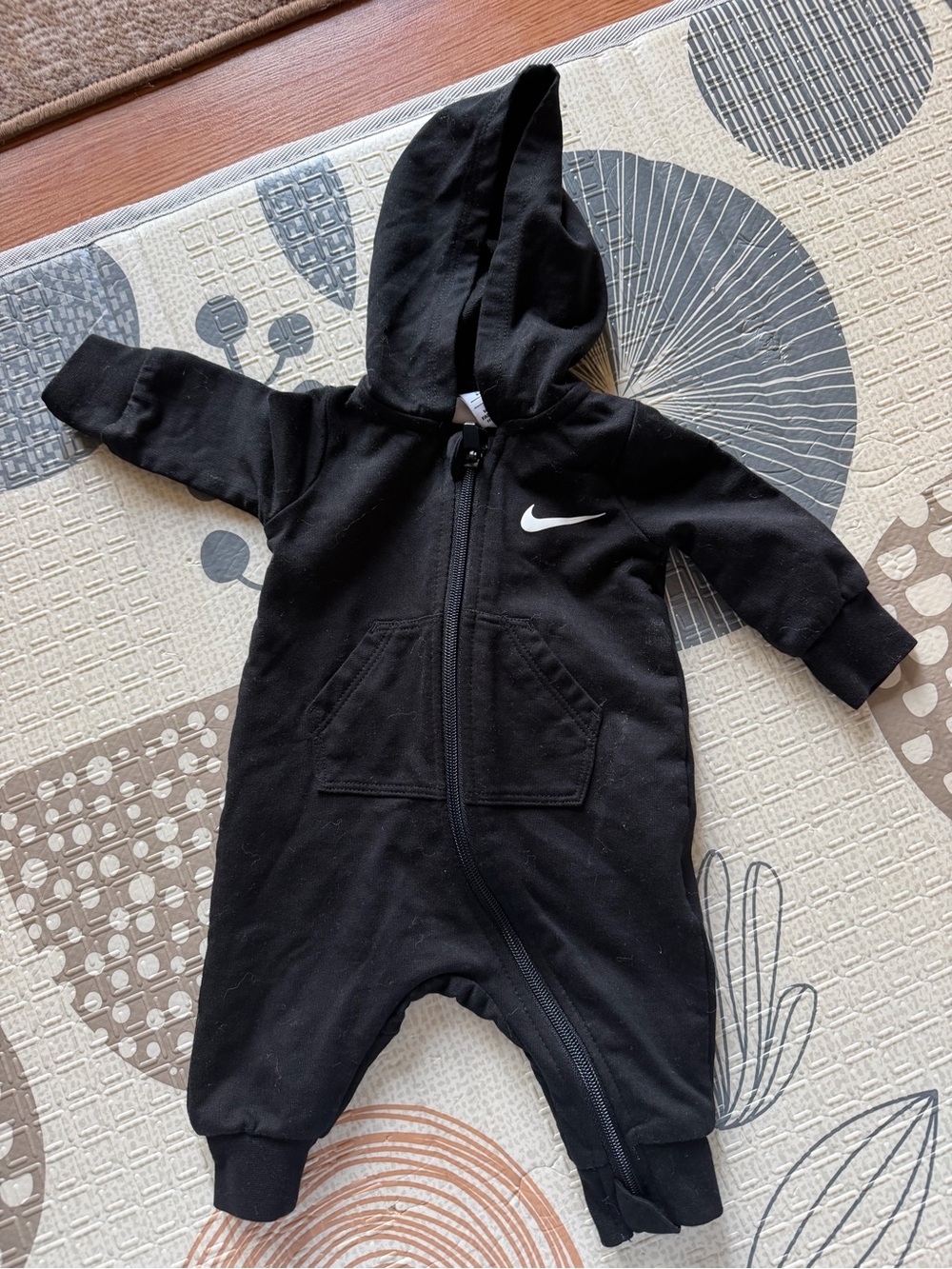 Nike Black Hooded Baby One-Piece Romper